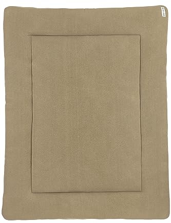 MEYCO Baby Knit Basic Laufgittereinlage (weiches und sicheres Material, Außenseite aus 100% Baumwolle, waschbar, weich und sanft, trocknergeeignet, Größe: 77 x 97 cm), Taupe