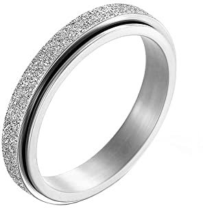 PAURO Unisex Edelstahl 4mm Regenbogen Flagge Angst drehbar Sorge Band Ring Silber Größe 60 (19.1)