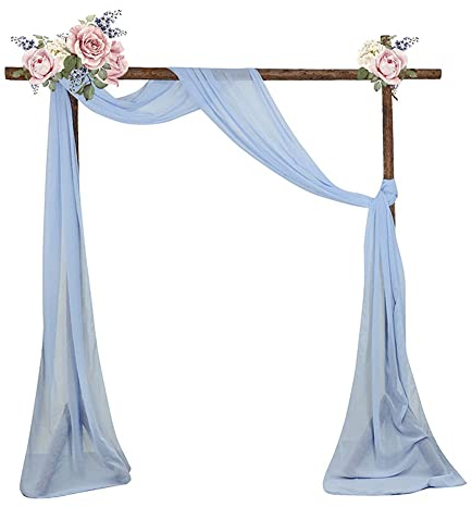 Lukery Hochzeit Vorhang Hochzeitsbogen, Querbehang Gardine Freihanddeko Himmelbett Vorhänge Stoff Tüll Transparent Voile Dekoration für Babyparty Party Hochzeit Torbogen (75x600cm,hellblau)