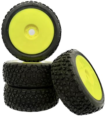partCore Buggy Reifen Felgen Set 6S 4734 SBR Disk Felge 1:8 4er Set Räder (gelb)