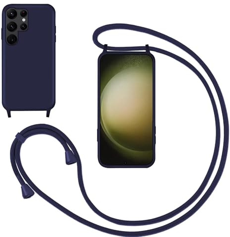 GoodcAcy Coque pour Samsung Galaxy S23 Ultra avec Cordon Collier,Bleu | Étui avec Lanyard Réglable Protection Complète Housse Amovible Anti-Chute Lanière Bandoulière Case Coque avec Tour de Cou