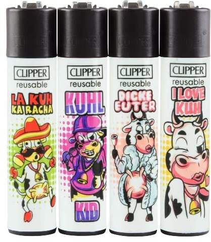 Einwegfeuerzeug Stein Clipper Kuh Steller mit 48 Stueck