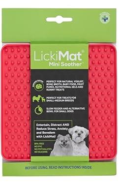 LickiMat Mini Tuff Soother Dog Food Mat, Slow Feeder LickiMat, Boredom Anxiety Relief for Dogs, Perfect for Food, Treats, Yoghurt or Peanut Butter, Fun Alternative to a Bowl, Pink