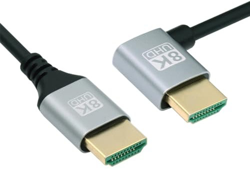 NFHK Cavo HDMI 2.1 ultra sottile HDTV 8K 4K iper super flessibile cavo sottile ad angolo sinistro di 90 gradi tipo A maschio a maschio per computer HDTV 100 cm