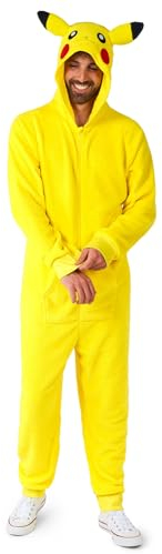 OppoSuits Adult Unisex Pikachu Onesie - Pokémon One-piece Pyjamas - Loose Fit - Inklusive Taschen - Gelb