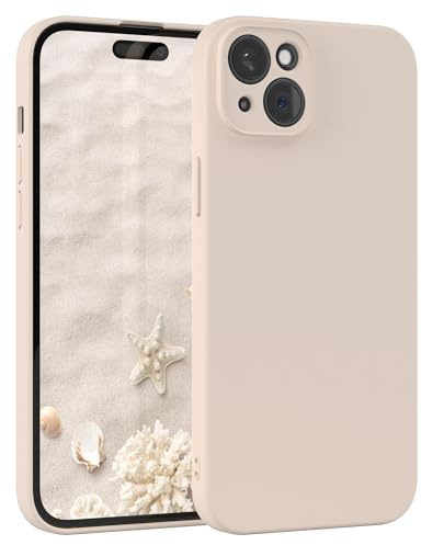 EAZY CASE - Custodia in silicone per iPhone 15 Plus Custodia morbida protettiva con protezione della fotocamera Protezione sottile Premium Cover TPU Telefono Bumper in Beige