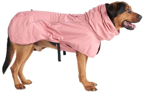 Spark Paws Hunderegenmantel, wasserdichte Winddichte Regenjacke, für kleine, mittlere, große und extra große Hunde, reflektierend, atmungsaktiv, mit vollständigem Körperschutz - Sea Pink, 2XL