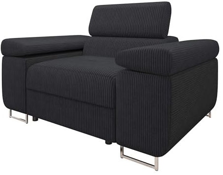 Mirjan24 Sofa Torezio Cord I mit Einstellbare Kopfstützen, Einzelsofa, Polstersofa, Füße aus Metall Chrom, Sofagarnitur, Wohnlandschaft, Couchgarnitur (Poso 135)