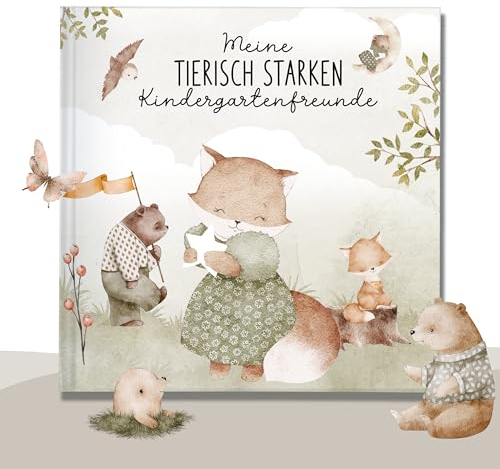 lila liebt dich® Freundebuch Kindergarten Tiere I Kindergarten Freundebuch - Kindgerecht mit Kreativseite, Geburtstagsliste & mehr I Liebevoll gestaltetes Kindergartenfreundebuch Mädchen