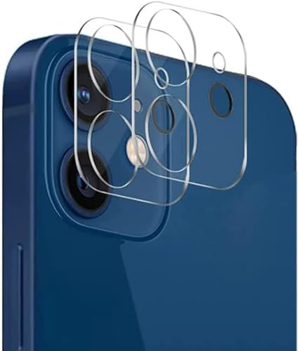 HQ-CLOUD® Lot de 2 Protection Objectif Caméra Arrière en Verre Trempé Pour iPhone 12 6.1 Pouces, Film en Verre Trempé 9H, Ultra HD, Anti-Rayures