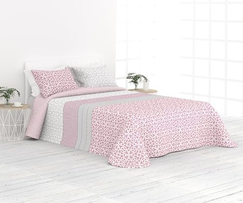 Liniva Home Colcha Fina Reversible de Verano y Primavera. Colcha con Funda DE COJÍN. Cubrecama Elegante de Microfibra Extra Suave. (Wendy - Lila - Cama 135 cm)