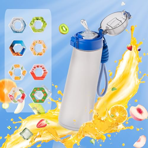 Neu 2024 Air Flasche | 850ML Trinkflasche BPA-frei Tritan Mit 7 Geschmack Pods Wasserflasche für ein erfrischendes Trinkerlebnis Flasche Outdoor (Frosted Blue)