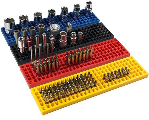 FREE ZONE organizer - 4 Piece Set | 158 Holes Bit Storage, Adapter Compatibility | 1/4 Inch Hex Drive | Toolbox Compatibility
