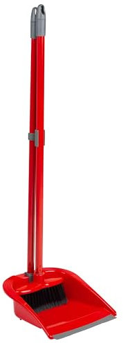 Long Handled Dustpan and Brush Set Broom Floor Sweeper Household Cleaning Red Foldable Premium Quality