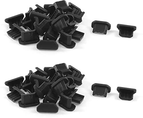 Plawee 50 Pcs Anti-poussiere Noir Couverture de Dock Souple en Plastique Micro-USB Port Prise D'Ecouteur