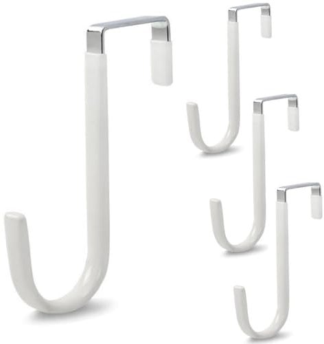 4 crochets au-dessus de la porte, en plastique épaissi, adaptés aux portes d'une largeur inférieure à 3,7 cm, comme crochets au-dessus des armoires, cintres (blanc)