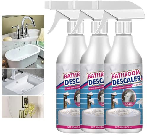 Badezimmer-Entkalker-Reiniger, Reiniger für hartnäckige Flecken, Allzweck-Bad-Entkalker-Schaumspray, kraftvolles Entkalkungsmittel, für Badezimmer, Glas, Waschbecken, Wanne (3)
