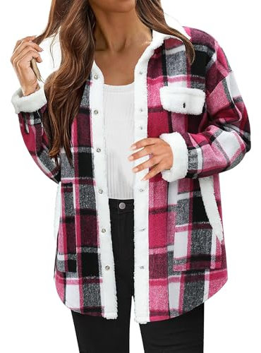 Générique Veste À Carreaux Surchemise Femme Chemise Manteau Avec Capuche Chemise Hiver Manches Longues Surchemise Boutonnée Chemisier Carreaux Bûcheron Veste Chaud Oversized Casual Décontracté Blouse