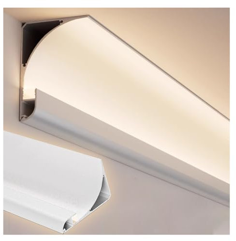 Stuckleisten Decke LED LED-Sockelleisten-Diffusor-Kanalverkleidung, oberflächenmontierte indirekte Beleuchtungsleiste für Decken/Wandecken, Aluminium-Lichtleistenprofil-Wanddekoration für den Innenber