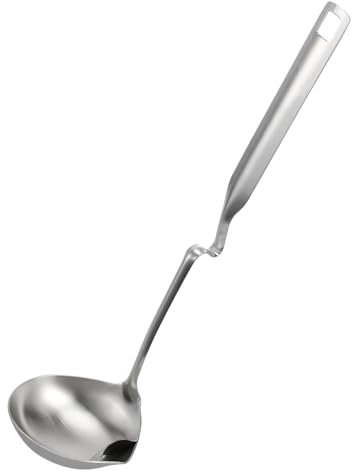 MOLUCKFU Edelstahl Suppenkelle Mit Ausgießer Und Haken Vielseitige Schöpflöffel Für Suppen Und Saucen Hitzebeständig Kratzfest Und Spülmaschinengeeignet Ideal Für Die Küche