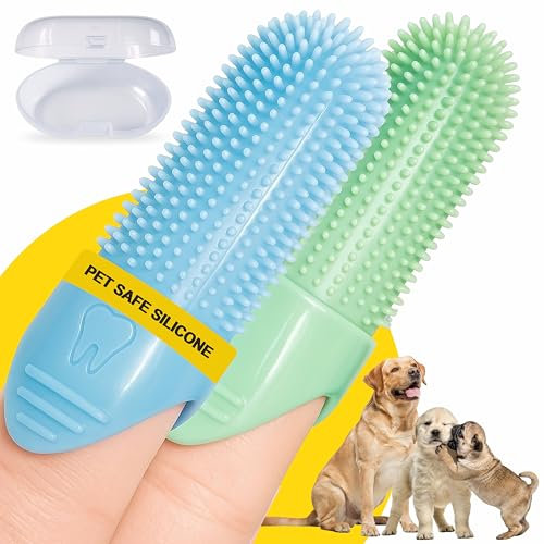 Dog Finger Toothbrush, Cat Toothbrush for Plaque Off Cats use with Cat Toothpaste Dog Toothbrush Dogs Plaque Remover use with Dogs Toothpaste for Tartar Removal Pets Teeth Cleaning Products – 4 Pack