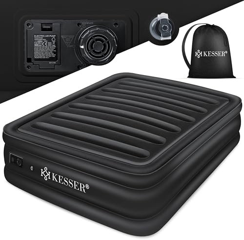 KESSER® Aufblasbare Matratze Luftbett Selbstaufblasend Gästebett mit eingebauter elektrischer Pumpe, Luftmatratze für Camping oder Heimgebrauch Mit Tasche, geeignet für 2 Person - 203 x 152,5 x 51cm