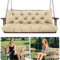 Amdieu Garden Swing Cushions 3 Seater Waterproof Bench Cushions with Backrest and 8 Ties12cm ﻿Thick Swing Cushions Replacement for Outdoor Furniture Garden Swing Porch Patio(Khaki-150 x 100 cm)