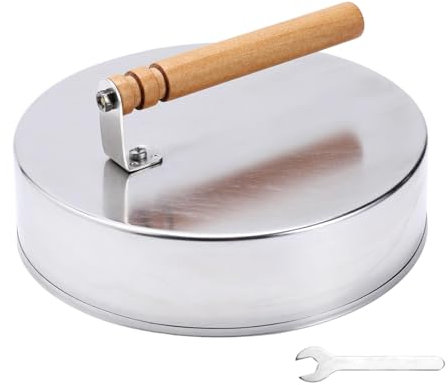 Round Melting Dome, Ergonomic Basting Cover, Heat-Resistant Stainless Steel Steaming Cover, BBQ Accessories with Wooden Handle, 8.26x8.26x3.93in, for Grilling, Cooking, Steaming