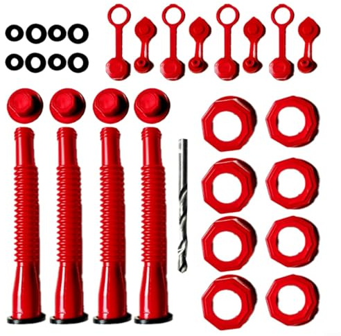 HOHOVYVY Kraftstofftank-Düsenersatzkit 2/4-teilig Komplettes Zubehör Für 5-Gallonen-Kanister Flexibler Auslauf(4-piece set red)
