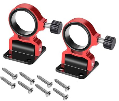 2 Pcs Fishing Umbrella Holder, Foldable Parasol Clamp Wall Mounted Fishing Umbrella Bracket for Outdoor Balcony Patio Fishing Platform (Red)