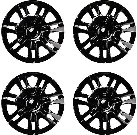Blueshyhall 4er Set Radkappen Schwarz Glänzend, Radzierblenden für Stahlfelgen aus ABS Kunststoff mit Doppelschichtiger Lackierung, 12-15 Zoll Option Hubcaps Radblenden Auto Tuning Zubehör Außen (12)