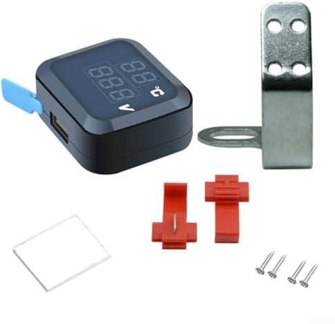 HEIBTENY ABS Motorrad LED Digitaluhr Thermometer Voltmeter Wasserdicht,für die meisten Motorräder,USB-Anschluss,Einfaches Aufladen,Überwachung von Temperaturdaten in Echtze