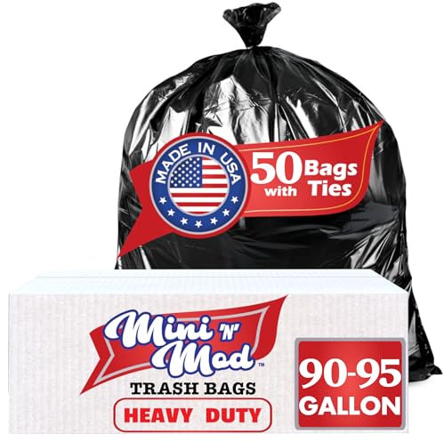 Lot de 50 sacs poubelle robustes de 240 à 240 litres avec attaches, noir