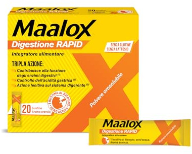 Maalox Digestione RAPID, Integratore per Cattiva Digestione, 20 Bustine