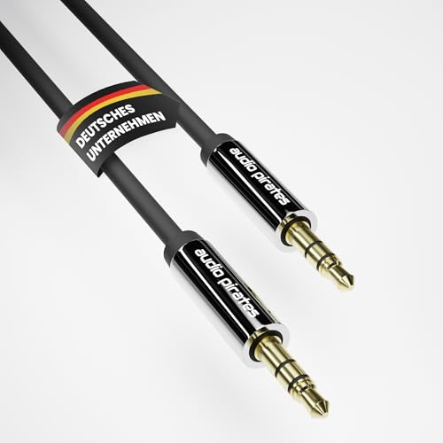 audio pirates Klinkenkabel 3,5mm AUX (2m) Einstiegsklasse | Nylon-Mantel, 24K-vergoldete Metallstecker, HiFi Stereo Klang, universell kompatibel, robuste Ausführung