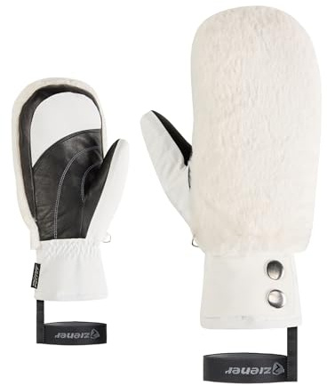 Ziener Katniss-Z - Manoplas de esquí para Mujer, para Deportes de Invierno, termoselladas, Interior de Piel, Piel sintética, Blanco, M
