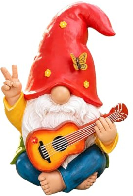 Garden Gnomes for Outdoors, Garden Gnome - Gnome Guitar Figure, Resin