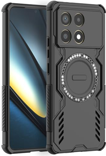 LVVFEI Magnética Funda para Xiaomi Poco F6 Pro 5G/ Redmi K70 5G Compatible con MagSafe Carcasa Xiaomi Poco F6 Pro 5G con Protección contra Golpes, Diseño con Orificios de Ventilación, Negro