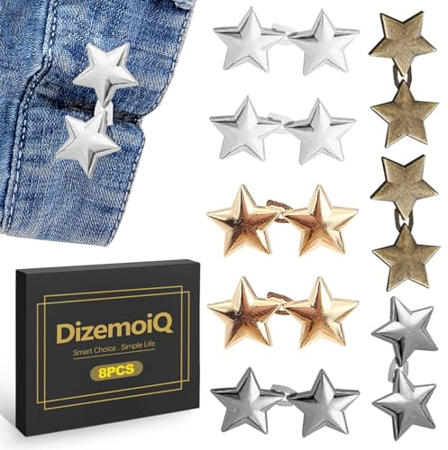 DizemoiQ 8 Paare Hosenknöpfe ohne Nähen Verstellbare Knöpfe zur Taille Verkleinerung für Jeans Röcke Hosen Verstellbare Clips für Hosenbund Verstellbar Hosenknopf Set