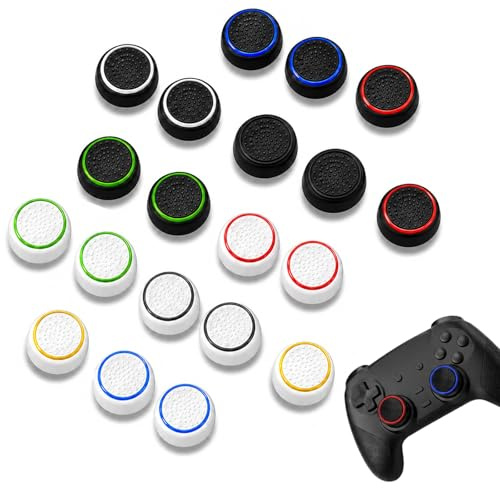 RDTOK 20 Stück Thumbstick Kappen PS5 PS4 Controller, Joystick Kappen Silikon Anti-Rutsch, PS5 Controller Stick Aufsätze Analog Stick Kappens, Daumengriffkappen Ersatzkappen 10 Farben