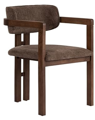 Stilvoller Stuhl aus Buchenholz, Braun & Dunkles Walnuss, 54 x 76 x 54 cm | leicht zu reinigendes Polyester-Chenille-Gewebe, 5 cm Schaumstoffkissen | perfekt für Zuhause & Büro, Elegantes Design
