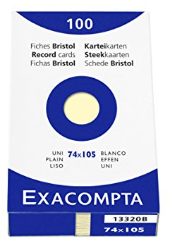Exacompta 13320B Packung (mit 100 Karteikarten, DIN A7, 74 x 105 mm, blanko, ideal für die Schule) 1er Pack gelb