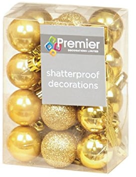 24 Stück Weihnachtskugeln Christbaumkugeln Weihnachtsschmuck, Gold-Verzierungen, bruchsicher, verschiedene Ausführungen