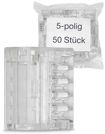 REV Kabelklemme 5-polig, 0,5-1,5mm², für starre Adern, 50 St., transparent