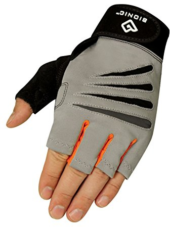 BIONIC Glove Herren Cross-Training Fingerlose Handschuhe mit Natural Fit Technologie, Grau/Orange (Paar), Größe L