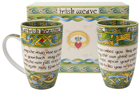 Royal Tara Irish Blessing Mug Set - Two Coordinating Mugs in Irish Gift Box