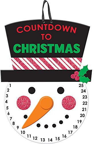 Amscan 241299 - Hängeschild Weihnachtscountdown, Größe 38,1 x 26,9 cm, aus MDF, Schneemann, Kalender, Christmas, für Weihnachten