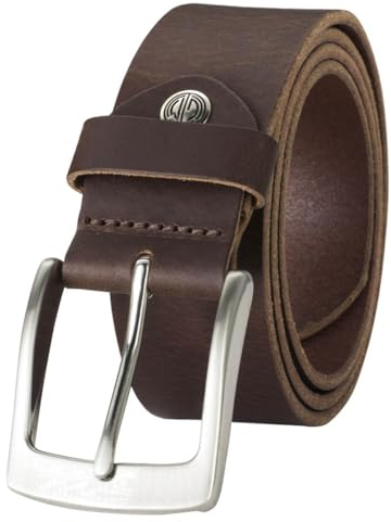 LINDENMANN Leder-Gürtel Herren 40 mm breit, Gürtel Herren Vollrindleder dunkelbraun, Größe/Size:115, Farbe/Color:braun