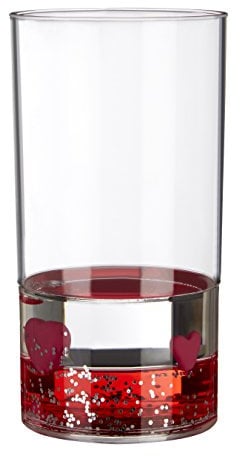 Premier Housewares Acrylic Tumbler with Floating Hearts, Clear/Red, 7 x 7 x 12 cm