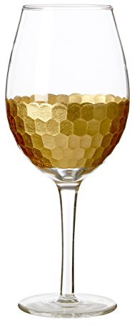 Premier Housewares Astrid Large Wine Glasses, Gold, 7 x 7 x 23 cm, Set of 4